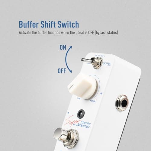 SONICAKE Clean Boost Pedal with Buffer and +12dB Gain, Mini Pure Boost Guitar Bass Effects Pedal - Sonic Super Master