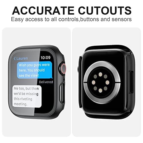 2 Pack Case with Tempered Glass Screen Protector for Apple Watch Series 9/8/7 41mm,JZK Slim Guard Bumper Full Hard PC Protective Cover HD Ultra-Thin Cover for iWatch 9 8 7 41mm Accessories,Clear