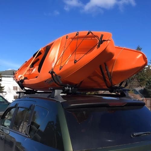 Kayak Roof Rack for 2 Kayaks Carrier, Kayak J Bar Hooks Roof Mount Racks for Universal Cars, SUV, Truck, Set of 4 Racks
