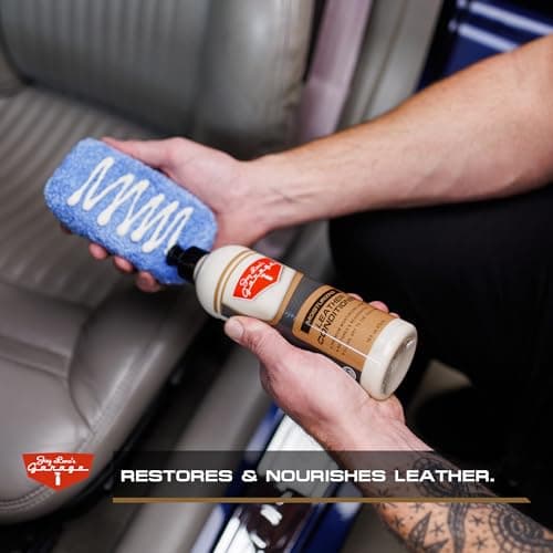 Jay Leno's Garage Car Leather Conditioner and Auto Leather Care - Professional Leather Conditioner for Car Seats, Nourishes Protects & Restores, Lanolin & Beeswax Formula, Non-Greasy Finish (16 oz)
