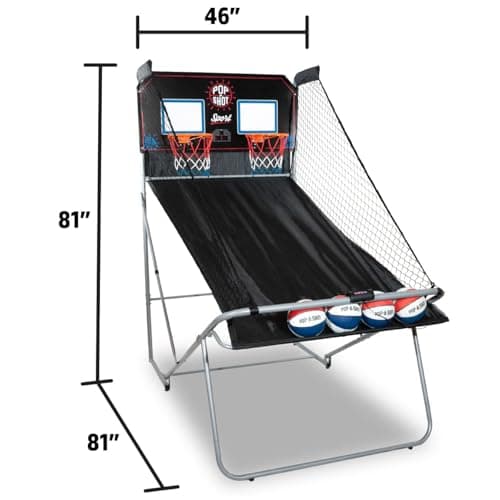 Pop-A-Shot - Dual Shot Sport | Arcade Basketball Game for Home | Paddle Scoring Hoop, 10 Game Modes, 4 Balls | Foldable for Easy Storage | Fun for All Players