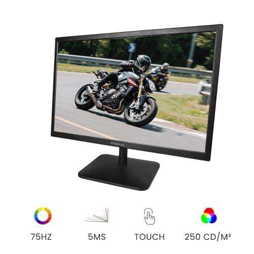 SKitphrati 21.5 Inch Touchscreen Monitor FHD 1920x1080p IPS Screen, VESA Support, 10-Points Computer Touch Screen PC Display with Type-B HDMI VGA Port, 75Hz Desktop Touch Display, Black