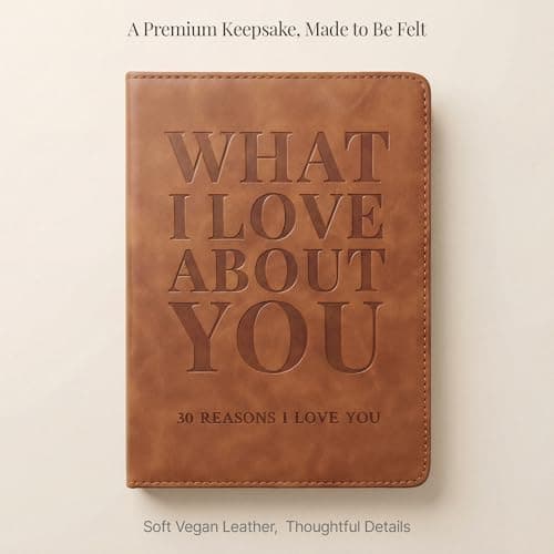 What I Love About You Leather Book – 30 Reasons Why I Love You, Fill-In-The-Blank Journal for Him & Her, Romantic Couples Keepsake (Brown Debossed)