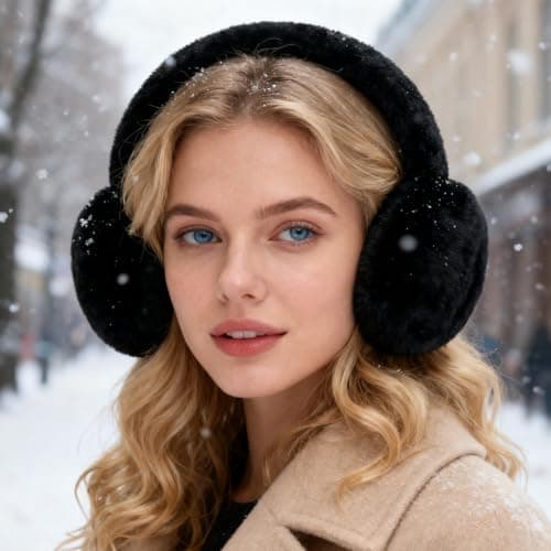LZEDIRA Ear Muffs for Women Mens, Winter Faux Fur Earmuffs, Fluffy Cute Earmuffs, Foldable Ear Warmers for Mens Cold Outdoor