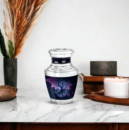 Blue Cremation Urns, Mini Urn, Burial Urn for Men Ashes, Urn for Women Dragon Urn, 3 Inch Memorial Urn for MoM, Small Funeral Urns for Human Ashes B0FFZCN1G6