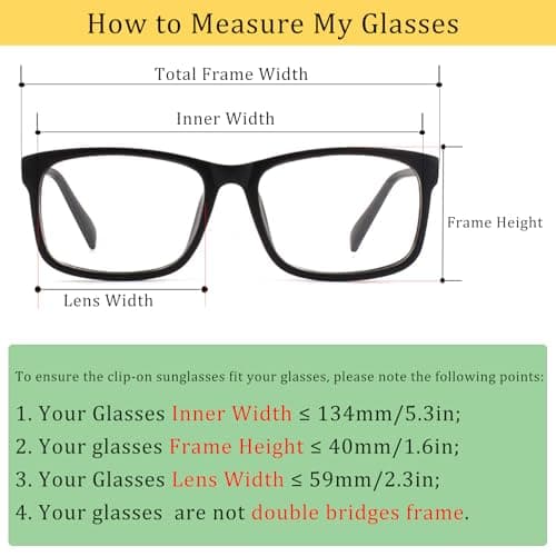 FRAZALA Polarized Clip-on Sunglasses Anti-Glare Driving Glasses for Prescription Glasses