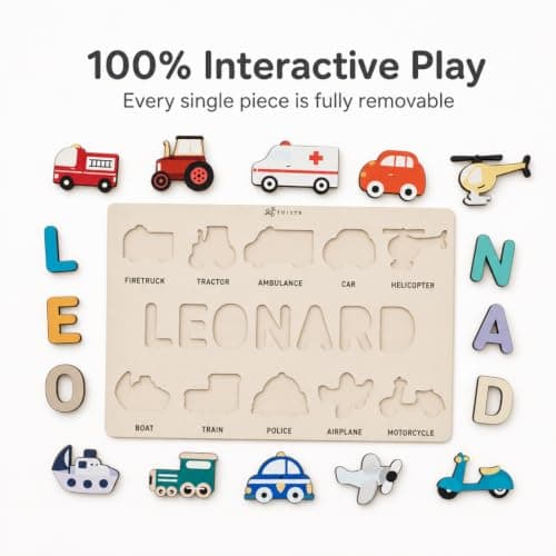 Personalized Name Puzzle for Toddlers 1-3 | Custom Wooden Baby Gift | 1st Birthday, Baby Shower & Easter | Montessori Learning Toy | Nursery Decor for Boys & Girls - Set 5 B0D4KLXXHC