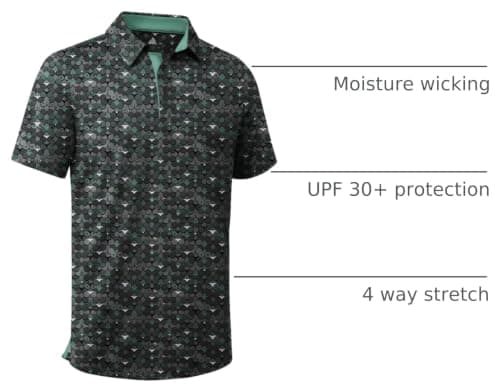 ZITY Men's Golf Shirts Short Sleeve Moisture Wicking Performance Print Patterns Casual Collared Golf Polo Shirt for Men