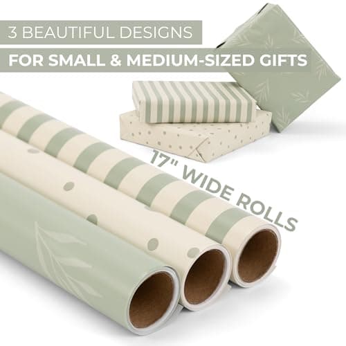 Quality 17 X 120 in Rolls for Wedding, Birthday, Baby Shower and Christmas - Add a Touch of Magic to Every Gift You Wrap ZICOTO Beautiful Gift Wrapping Paper Rolls for All Occasions - Set of 3 B0DBLFHLMJ