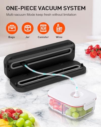 CEROBEAR Food Vacuum Sealer Machine, 75kpa Powerful Food Saver Vacuum Sealer Machine with Cutter, 6-in-1 Automatic Air Sealing for Food Storage, Sous Vide, Meat, Vegetables, Dry/Moist Modes