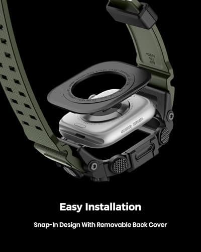 amBand Rugged Case with Band for Apple Watch 46mm, Compatible with Apple Watch (iWatch) Series 10 11, Military Grade Shockproof Bumper Cover, Tactical Band for Men, Army Green