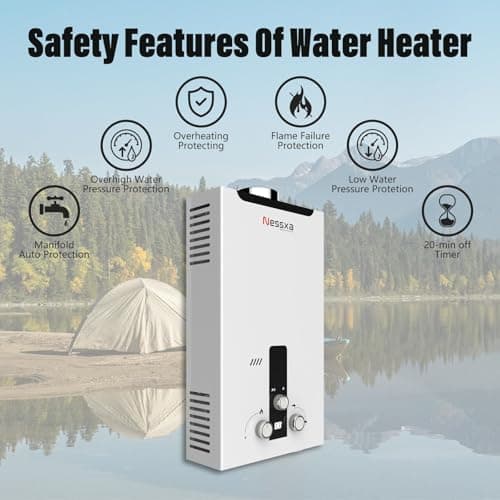Tankless Water Heater Propane with Digital Display, 3.66 GPM 14L Portable Instant Hot Gas Water Heater with Overheating Protection for Indoor and Camping,85300 BTU