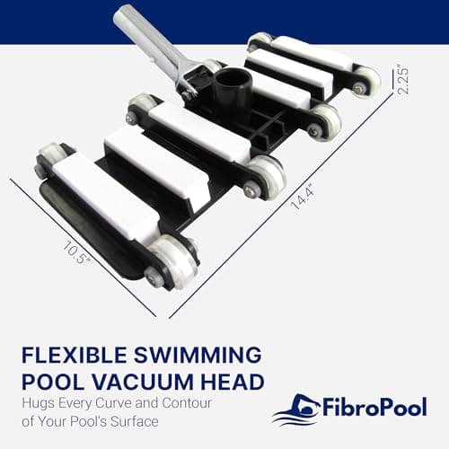 FibroPool Professional-Grade Flexible Pool Vacuum Head - Extra-Wide, Weighted Design for Effortless, Deep Cleaning on All Surfaces - Compatible with Standard Swimming Pool Poles & Hoses