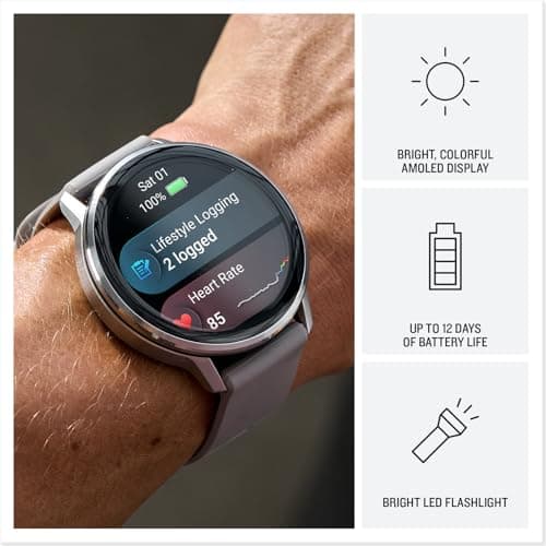 Garmin Venu® 4, 45mm, Advanced Health and Fitness GPS Smartwatch, Bright and Colorful Display, Built-in Flashlight, 12 Days of Battery Life, Slate with Black Silicone Band