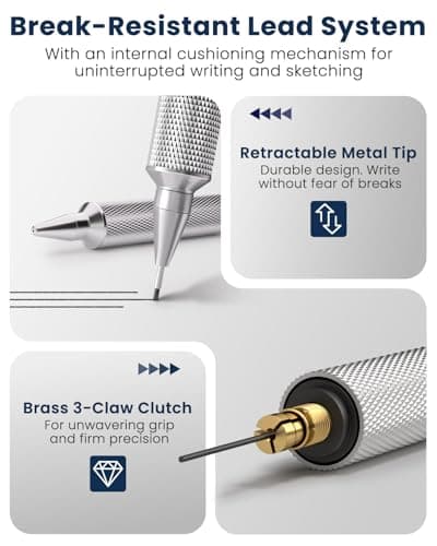STAGEEK 0.7 mm Mechanical Pencil, Metal Art & Drafting Pencil with Eraser and 60 HB Lead Refills, Professional Drawing Pencil for Artists, Students, School, Office, Writing, Sketching, Drafting(Blue)
