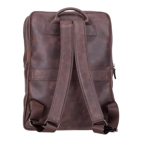 TORONATA Osceola Genuine Leather Laptop Backpack for Men & Women, Handmade Leather Backpack Fits 16 Inch Laptop (Dark Brown)