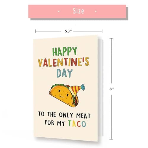 Lovely Taco Valentines Day Card for Him Her, Naughty Valentine's Day Gift for Husband Wife, Romantic Boyfriend Girlfriend Vday Card, To The Only Meat for My Taco