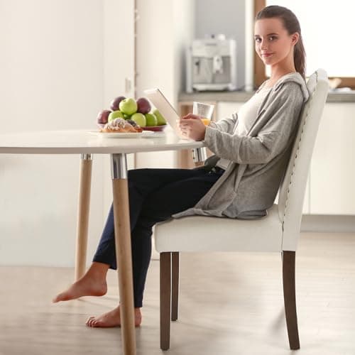 DUMOS Dining Chairs Set of 4, Modern Kitchen Table Chairs with Wooden Legs and Padded Seat for Dining Room/Kitchen/Living Room/Restaurant, Beige