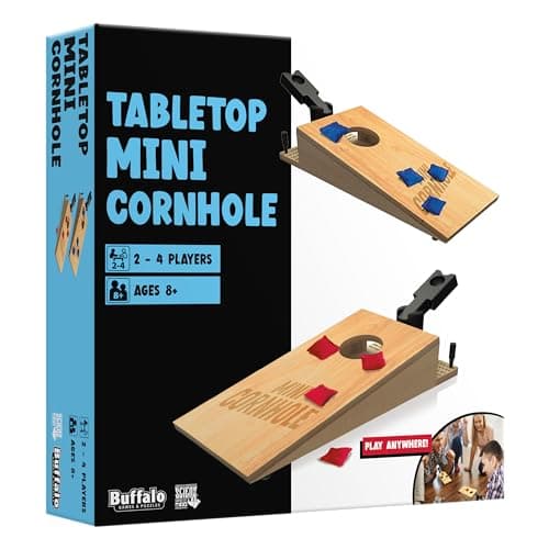 Tabletop Mini Cornhole – Dexterity Skill Game for Families | Portable Cornhole Toss Game for Kids Ages 8+ & Adults | Competitive Two‑Player Party Game Fun