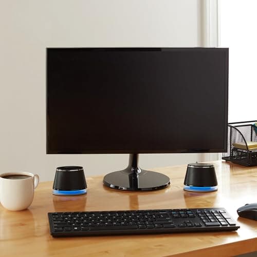 Amazon Basics Stereo 2.0 Speakers for PC or Laptop with Volume Control, 3.5mm Aux Input, USB-Powered, 1 Pair, Black