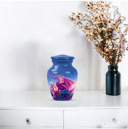 YATHABHSIA Dragon Cremated Reamins Urns, Burial Urns for Adult Human Ashes, Decorative for Funeral & Burial, Memorial Gift, 3 Inch Mini Urn, Blue B0F8QQQZJL