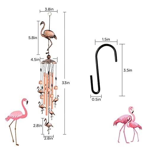 JOBOSI Flamingo Wind Chimes, Gifts for Mom Women Grandma Friends Mother, Flamingo Room Garden Decor Patio Decorations, with S Hook Flamingo Gifts B0968DSJW7