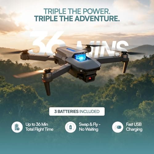 Falcon X 4K Drone - 4K UHD Camera Drone, Built-in Screen Remote Controller, WiFi FPV Foldable Quadcopter for Beginners & Adults, Includes 3 Batteries, SD Card & Reader