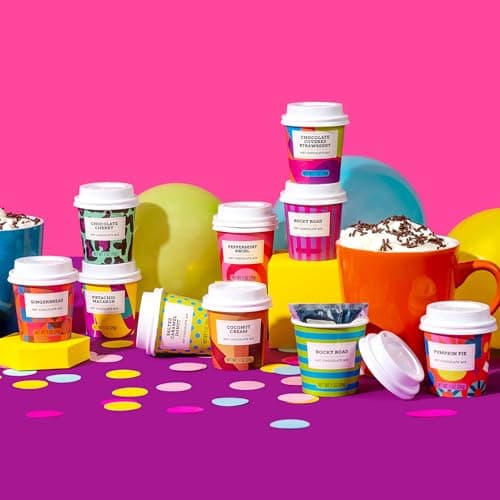 BomBombs, Hot Chocolate Mix Gift Set with Mini Cup Packaging, Dessert Flavors Include Rocky Road, Cookies Butter, Pumpkin Pie & More, Set of 12