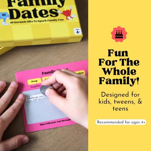 Family Dates 40 Scratch Off Cards – Fun Activities & Date Night Ideas for Kids and Parents – Adventure Card Game for Families – Unique Gift for Family Nights, Holidays, or Birthdays