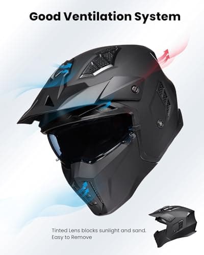 ILM Open Face Motorcycle 3/4 Half Helmet for Men and Women, Vintage Retro Helmet with Visor for Moped ATV Cruiser Scooter DOT Model Z302(Matte Black,Large)