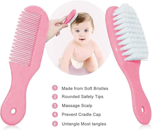 Baby Grooming Kit, Infant Safety Care Set with Hair Brush Comb Nail Clipper Nasal Aspirator,Baby Essentials Kit for Newborn Girls Boys (Pink Baby Grooming kit) B0BJ6YM9JX