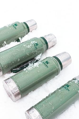 Stanley Classic Legendary Vacuum Bottle 1.1 qt Wide Mouth with Leakproof Cup Lid Keep Drinks Hot or Cold Packable for Travel Insulated Stainless Steel Thermal Bottle BPA-Free Hammertone Green