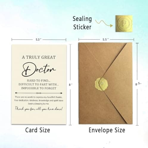 Doctor Thank You Card, Doctor Appreciation Card, Thank You Gift for Doctor with Kraft Envelope and Gold Seal Sticker B0GKYR628V