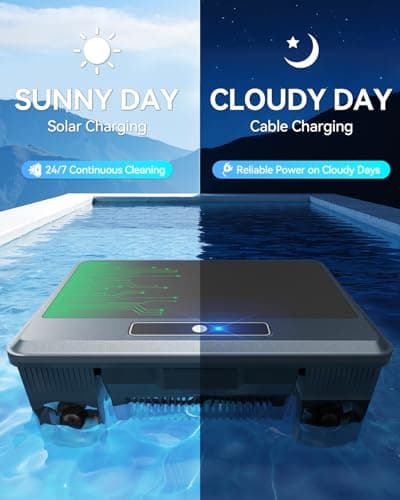2026 Upgraded F1T Solar Powered Robotic Pool Skimmer Surface Cleaner with APP Support Dual Charging Options Smart Obstacle Avoidance 24/7 Continuous Cleaning Ideal for Above Ground Pool Gray
