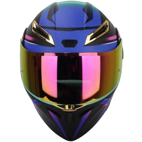 Womens Motorcycle Helmet with Bluetooth - DOT Modular Motorcycle Helmets with Dual Visor, Flip Up Full Face Purple Helmet with Speaker and Mic