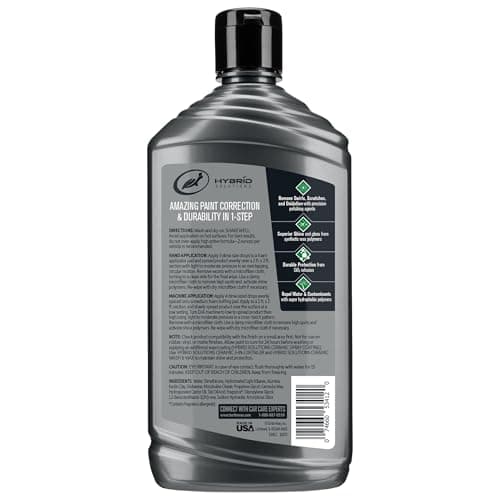 Turtle Wax Hybrid Solutions Ceramic Car Polish and Wax, Light Scratch Remover, Durable Paint Protection, Extreme Water Beading, High Gloss Shine, Hand or Machine Polisher Use, 14 oz (Pack of 1)