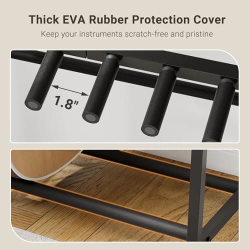 ELYKEN Guitar Stand, Guitar Rack with 2 Hangers and Storage Drawers for Guitar Accessories, Multiple Guitar Holder for Acoustic Electric Guitar, Bass, Ukulele, Instrument, Music Studio, Black