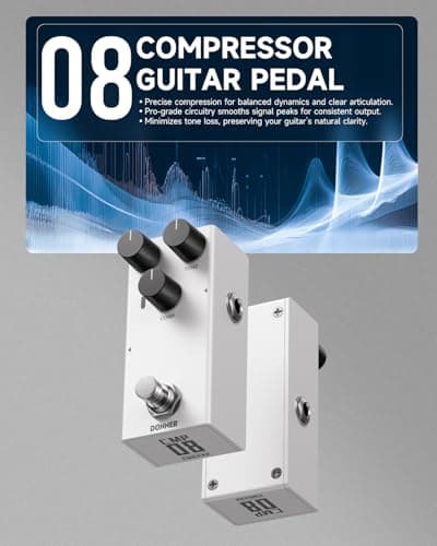 Donner Compressor Pedal for Electric Guitar, DIY Shell, Analog True Bypass Effects Pedal, Vintage Warmth & Studio-Grade Clarity(EMBARK 08)