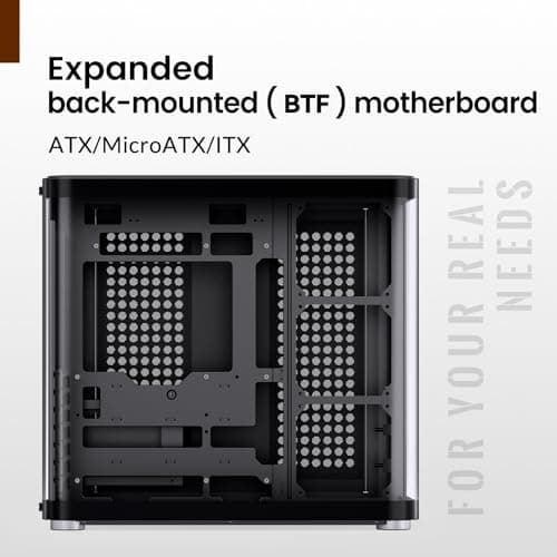 JONSBO TK-2 Black ATX Mid-Tower Pc Case,Hyperboloid Glass Design, Separated Cabinet Structure, Al Alloy Shell Desktop Computer Case, Support BTF Motherboard/ATX Power supply/360 AIO, Black