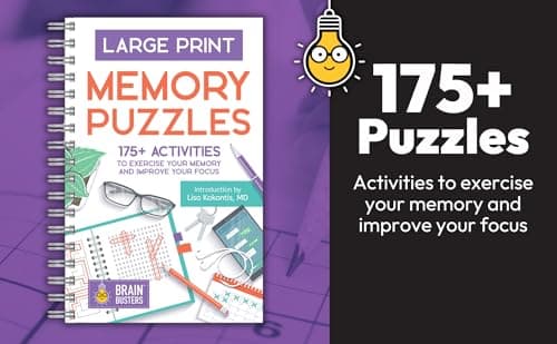 Large Print Memory Puzzles: 175+ Puzzles and Activities for Adults to Exercise Memory and Improve Focus - Includes Spiral Bound / Lay Flat Design and ... Font for Easy Reading (Brain Busters) 1646385039