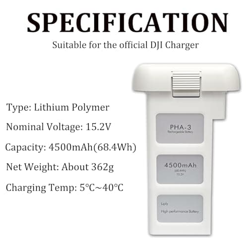 Phantom 3 Battery for DJI, 2 Pack 4500mAh-15.2V Intelligent Flight Battery for DJI Phantom 3/3 Pro/3 Advanced/3 4K/3 SE Drone Replacement
