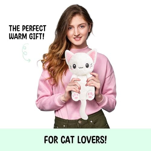 White Cat Microwavable 1.5 lbs Unscented Heating Pad for Women and Kids- Cute Soft Cozy Pillow Plush Heatable Warm Stuffed Animals - Kawaii Hot and Cold Plushie - White Cat Gifts for Girls and Women B0D78TJN7Z