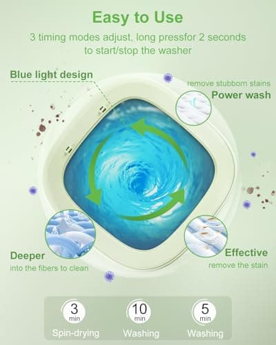 16L Large Capacity Portable Washing Machine, Laundry Washer Cleaning for Underwear, Baby Clothes, Shirts,Small Delicates. Foldable Mini Washer and Dryer Combo for Apartment,Hotel,Camp,RV,Travel(Green)