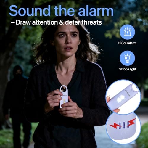 Personal Safety Alarm for Women – Panic Button 130dB Siren with Dual LED Strobe Flashlight, Rechargeable Self Defense Keychain for Night Walking, Campus, Travel Gifts for Women (Violet) B0FX35T8LD