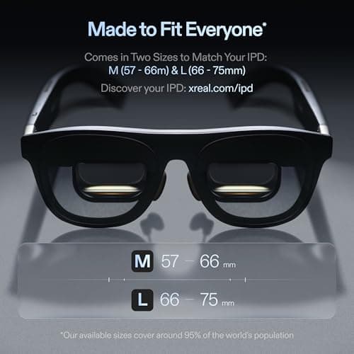 XREAL One Pro AR Glasses with X1 Chip, Native 3 DoF, X-Prism Optics, 3D Mode, 57°FOV 171" 120Hz FHD Display, XR Glasses for iPhone 17/16, Steam Deck, ROG, Mac, PC, Android & iOS M (IPD 57-66mm)