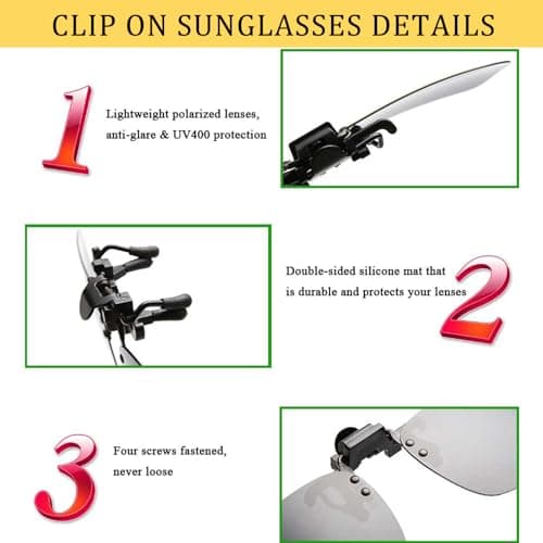 FRAZALA Polarized Clip-on Sunglasses Anti-Glare Driving Glasses for Prescription Glasses