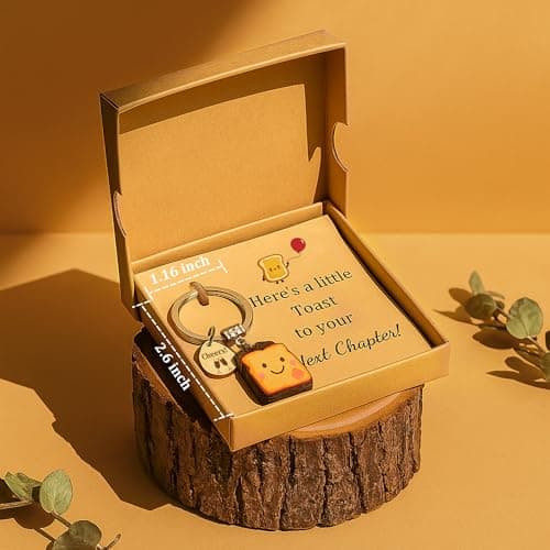 Next Chapter, New Home, Engagement, New Job, PBJ, 18 21 Birth, Loaf You, Thank You, Graduation Gifts, Couple, Friend, Retired PEALICIOUS Toast Keychain for Girls New Beginnings Congratulations Gifts B0FNQZ19F5