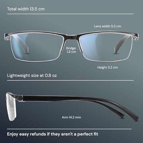 Gaoye Executive Style Reading Glasses Men - Durable Readers with Blue Light Filtering- Comfortable Fit with TR90 Frames