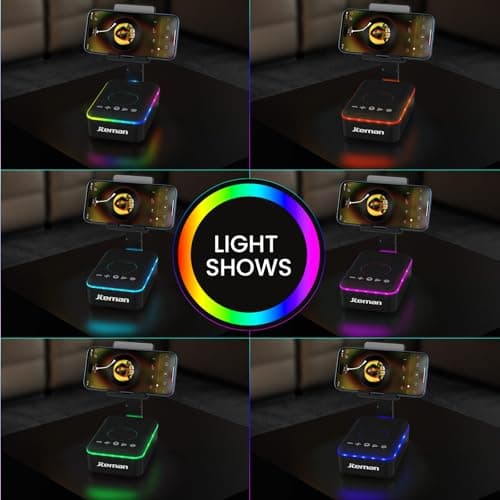 JTEMAN Gifts for Men Women,Cell Phone Stand with Bluetooth Speaker,LED Light,and Lanyard,Cool Tech Gadgets,Unique Birthday Gifts for Men Husband Mom Dad