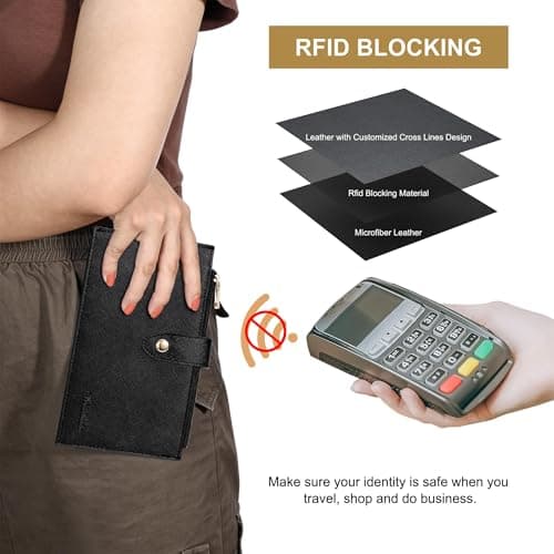 Travelambo RFID Wallet Women Large Size Bifold Multi Card Wallet Case with Zipper Pocke Credit Card Holder for Women